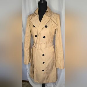 LM Collection Classic Trench Coat – Belted Double Breasted – EUC